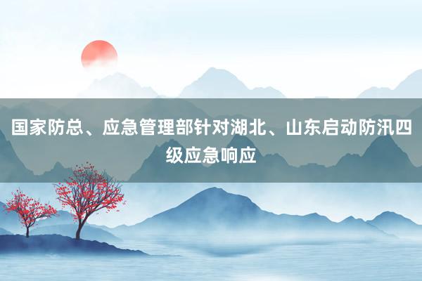 国家防总、应急管理部针对湖北、山东启动防汛四级应急响应