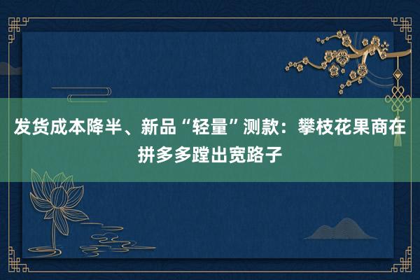 发货成本降半、新品“轻量”测款：攀枝花果商在拼多多蹚出宽路子