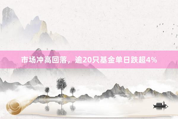 市场冲高回落，逾20只基金单日跌超4%