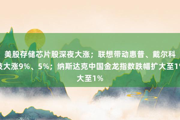 美股存储芯片股深夜大涨；联想带动惠普、戴尔科技大涨9%、5%；纳斯达克中国金龙指数跌幅扩大至1%