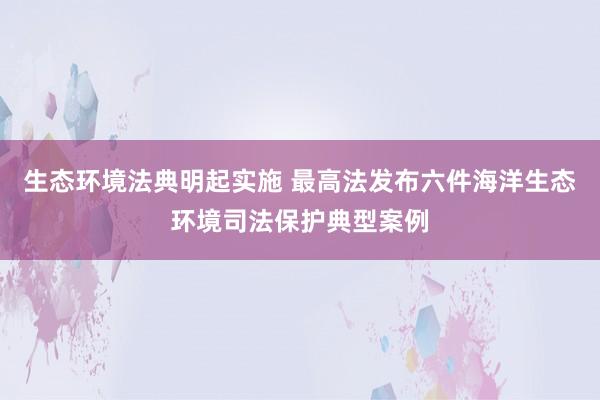 生态环境法典明起实施 最高法发布六件海洋生态环境司法保护典型案例