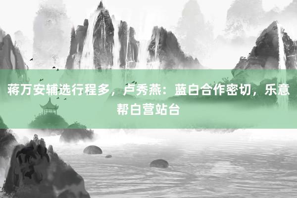 蒋万安辅选行程多，卢秀燕：蓝白合作密切，乐意帮白营站台