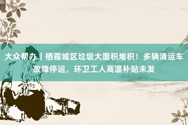 大众帮办｜栖霞城区垃圾大面积堆积！多辆清运车故障停运，环卫工人高温补贴未发