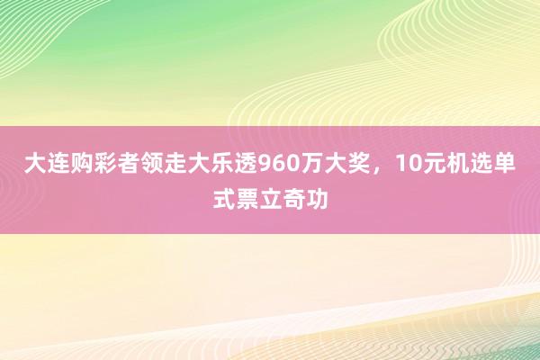 大连购彩者领走大乐透960万大奖，10元机选单式票立奇功