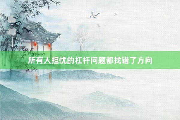 所有人担忧的杠杆问题都找错了方向