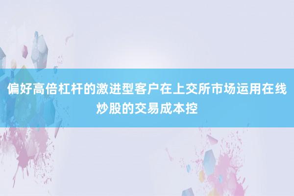 偏好高倍杠杆的激进型客户在上交所市场运用在线炒股的交易成本控