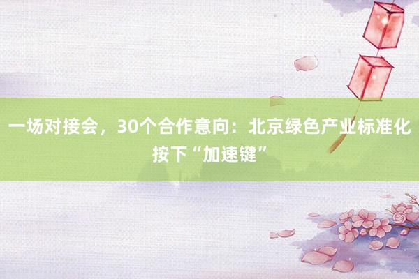 一场对接会，30个合作意向：北京绿色产业标准化按下“加速键”