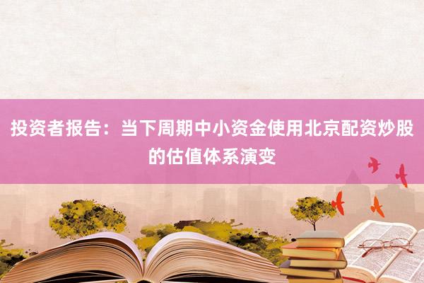 投资者报告：当下周期中小资金使用北京配资炒股的估值体系演变