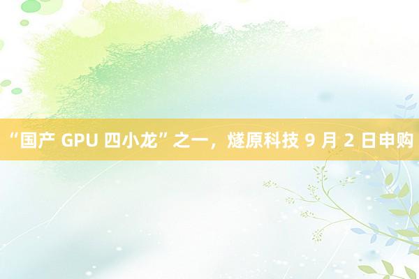 “国产 GPU 四小龙”之一，燧原科技 9 月 2 日申购