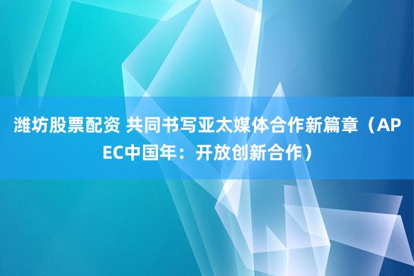潍坊股票配资 共同书写亚太媒体合作新篇章（APEC中国年：开放创新合作）