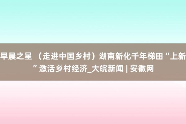 早晨之星 （走进中国乡村）湖南新化千年梯田“上新”激活乡村经济_大皖新闻 | 安徽网