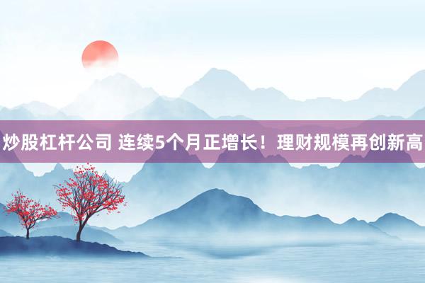 炒股杠杆公司 连续5个月正增长！理财规模再创新高