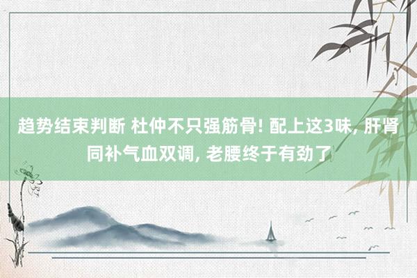 趋势结束判断 杜仲不只强筋骨! 配上这3味, 肝肾同补气血双调, 老腰终于有劲了