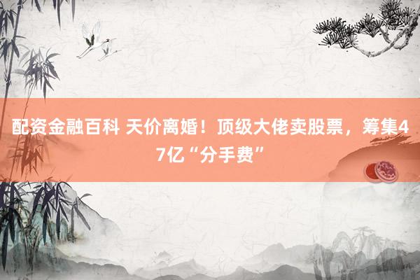 配资金融百科 天价离婚！顶级大佬卖股票，筹集47亿“分手费”