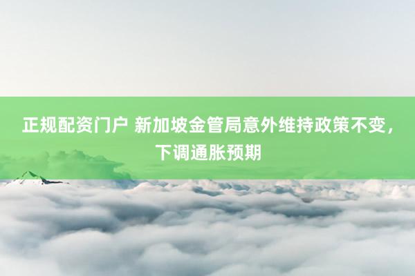 正规配资门户 新加坡金管局意外维持政策不变，下调通胀预期