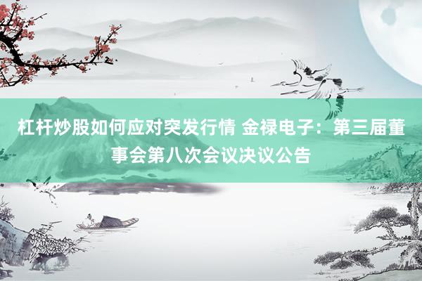 杠杆炒股如何应对突发行情 金禄电子：第三届董事会第八次会议决议公告