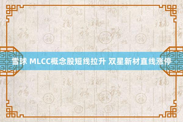 雪球 MLCC概念股短线拉升 双星新材直线涨停