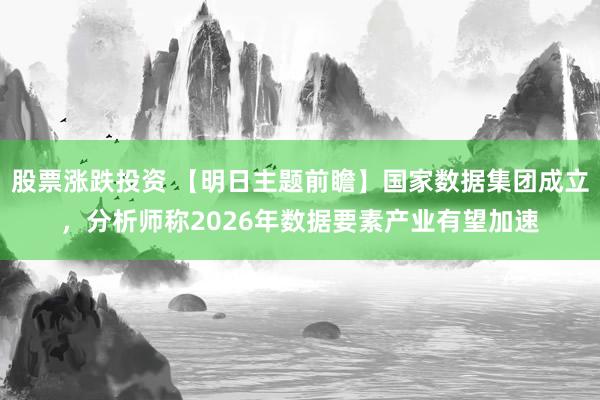 股票涨跌投资 【明日主题前瞻】国家数据集团成立，分析师称2026年数据要素产业有望加速
