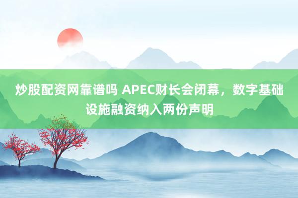 炒股配资网靠谱吗 APEC财长会闭幕，数字基础设施融资纳入两份声明