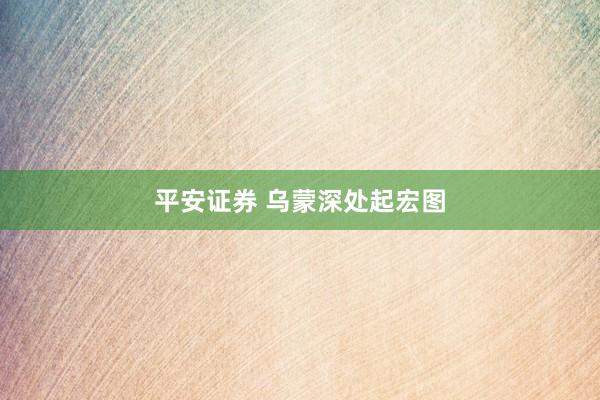 平安证券 乌蒙深处起宏图